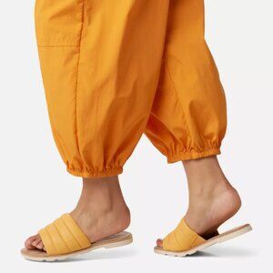 NEW SOREL Leather Ella Slides yellow/white for women 367tn